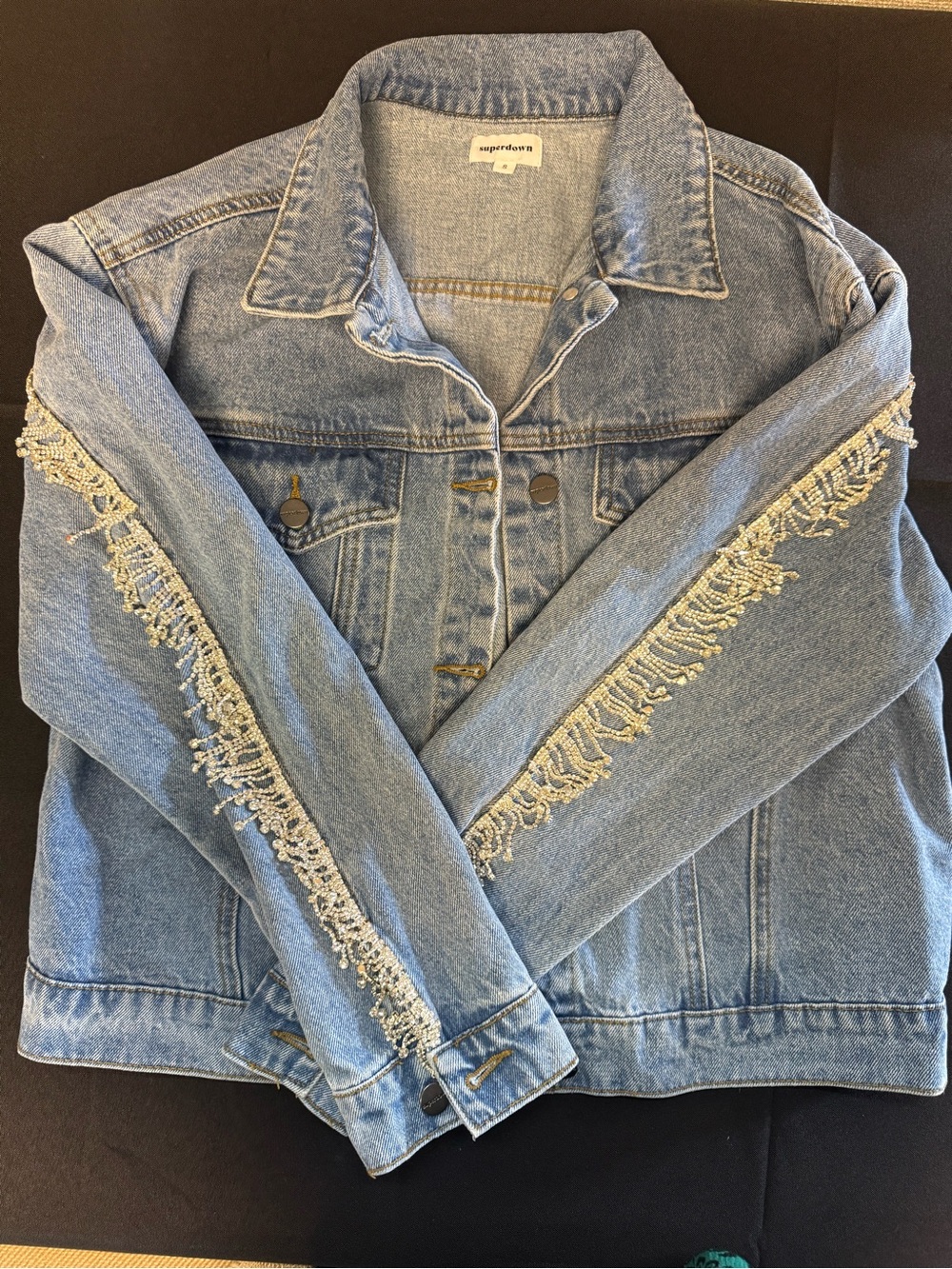 REVOLVE Superdown Raya Rhinestone Fringe Jacket size Small - Picture 4 of 6